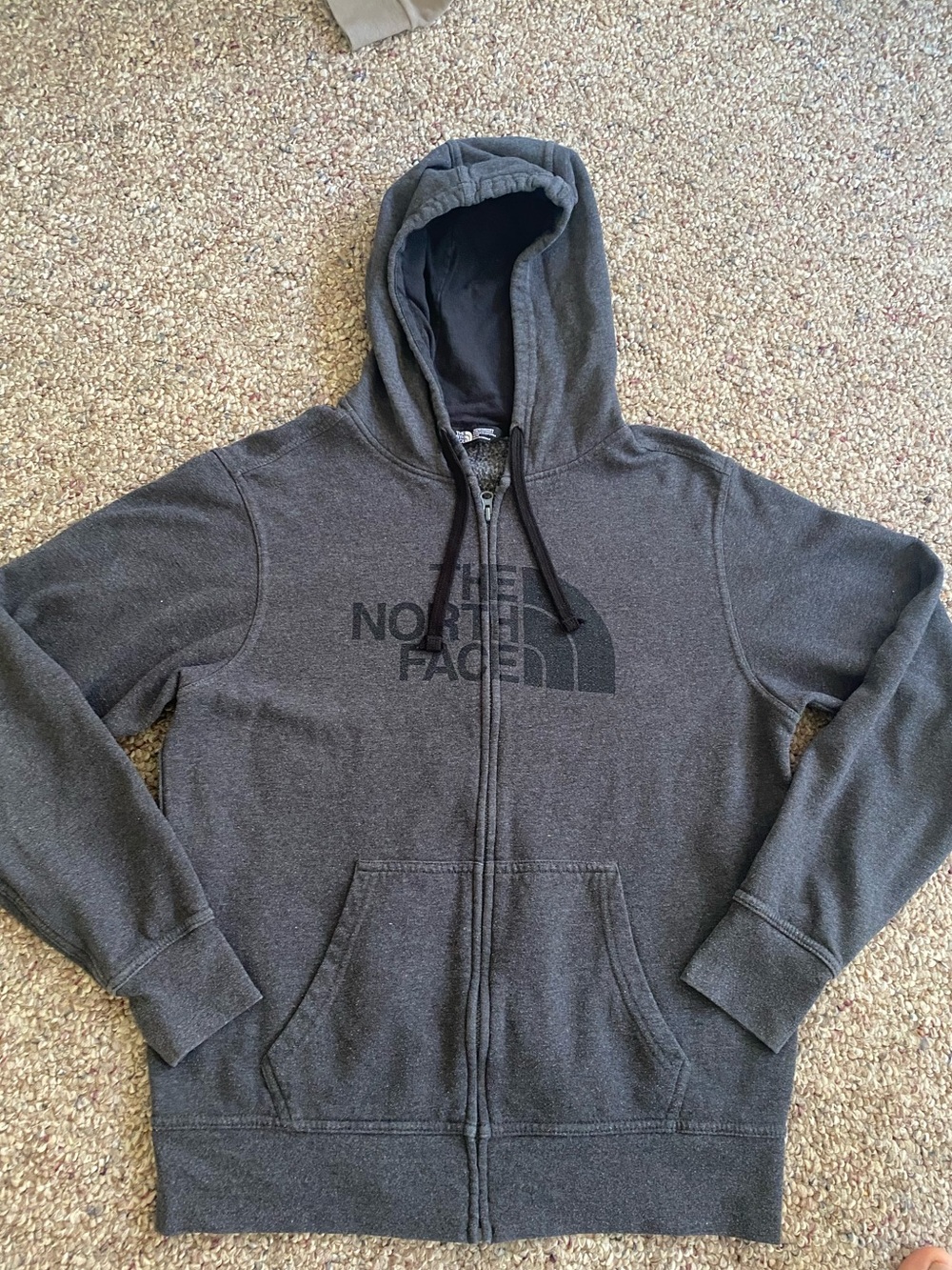 The North Face Gray and Black Full Zip Large Logo Hoodie Men’s Size Medium